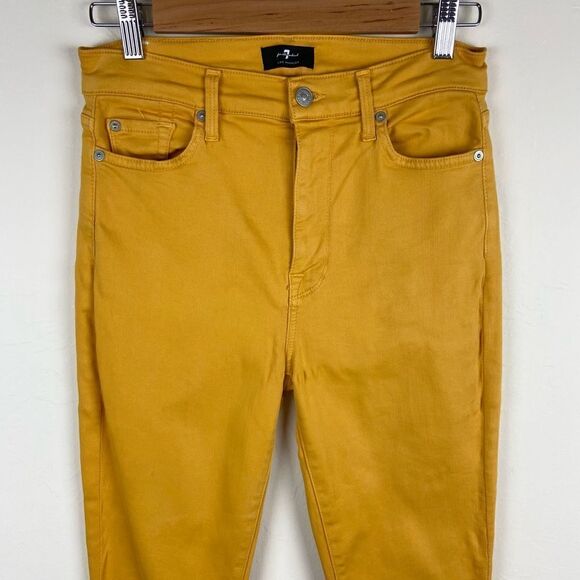 7 For All Mankind High Waist Ankle Skinny Pant - Mustard - Picture 3 of 7